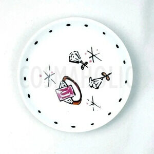 Jewelry Trinket Tray Decorated Ring Earring Print Black White Decor